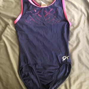 GK Gymnastics Navy and Pink Sequin Leotard AS